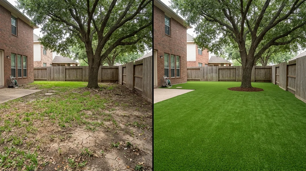 Result artificial grass installation in Sugar Land - Sugar Land Turf Installation